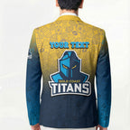Personalized Gold Coast Titans Blazer Easter Mascot - Colorful Eggs Cartoon Style