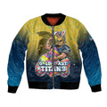 Personalized Gold Coast Titans Bomber Jacket Easter Mascot - Colorful Eggs Cartoon Style