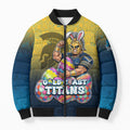 Personalized Gold Coast Titans Bomber Puffer Jacket Easter Mascot - Colorful Eggs Cartoon Style