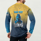 Personalized Gold Coast Titans Button Sweatshirt Easter Mascot - Colorful Eggs Cartoon Style