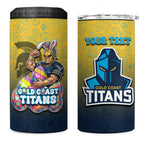Personalized Gold Coast Titans 4 in 1 Can Cooler Tumbler Easter Mascot - Colorful Eggs Cartoon Style