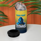 Personalized Gold Coast Titans 4 in 1 Can Cooler Tumbler Easter Mascot - Colorful Eggs Cartoon Style
