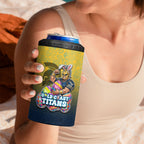 Personalized Gold Coast Titans 4 in 1 Can Cooler Tumbler Easter Mascot - Colorful Eggs Cartoon Style