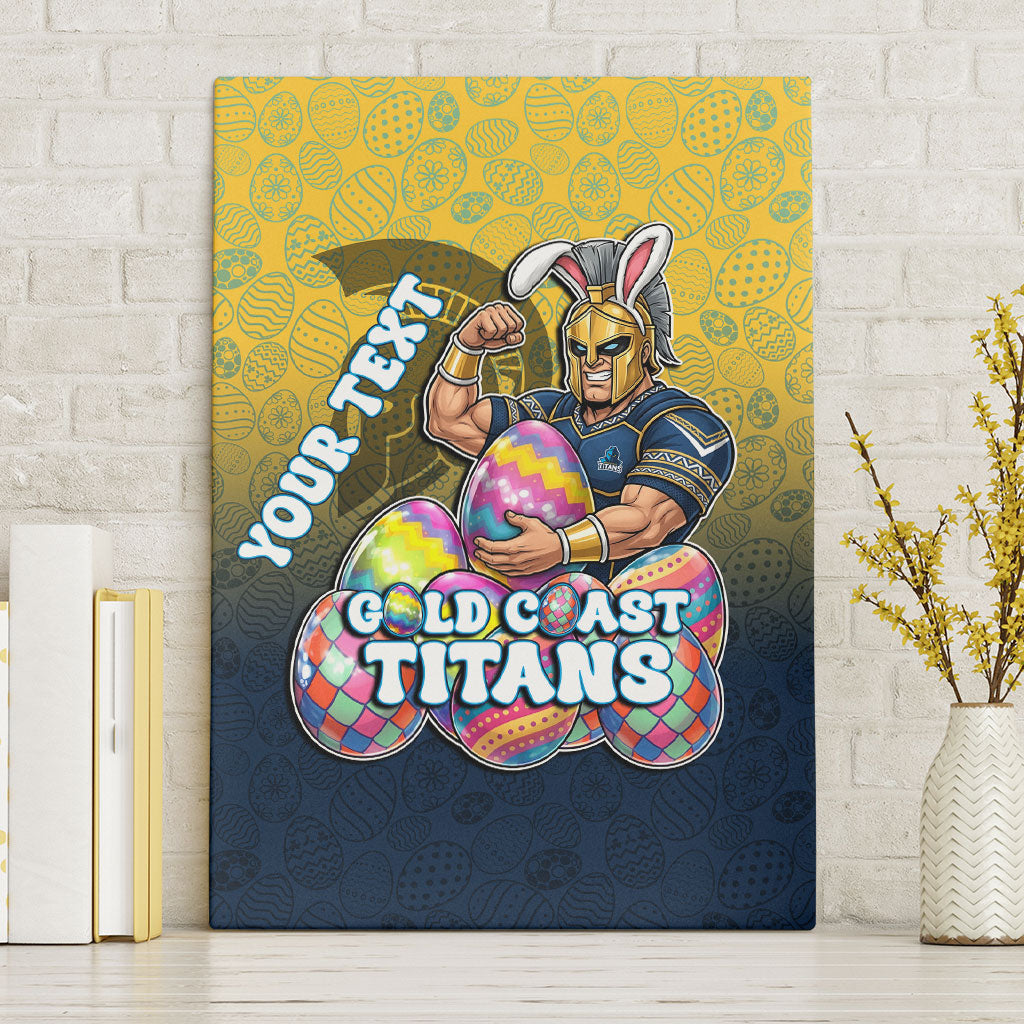Personalized Gold Coast Titans Canvas Wall Art Easter Mascot - Colorful Eggs Cartoon Style