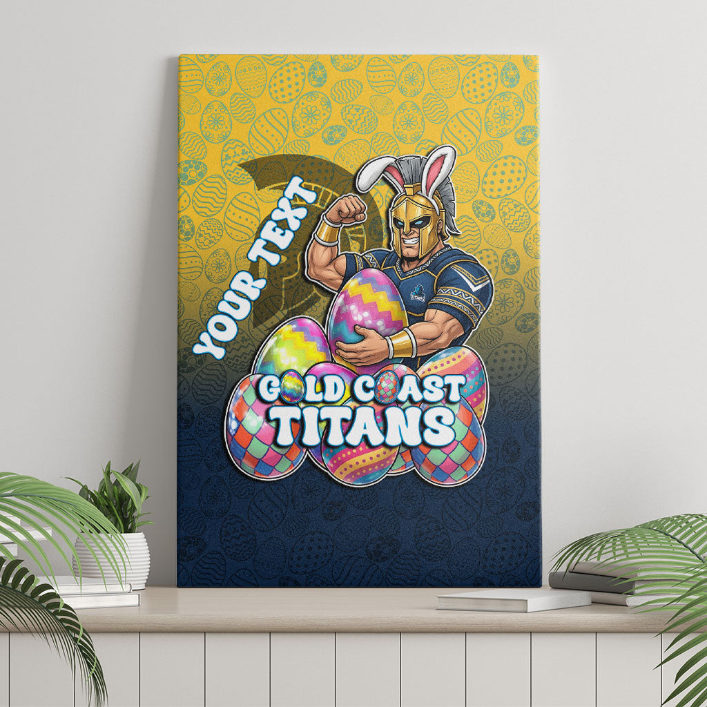 Personalized Gold Coast Titans Canvas Wall Art Easter Mascot - Colorful Eggs Cartoon Style