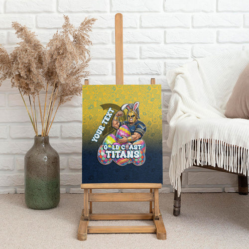 Personalized Gold Coast Titans Canvas Wall Art Easter Mascot - Colorful Eggs Cartoon Style