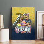 Personalized Gold Coast Titans Canvas Wall Art Easter Mascot - Colorful Eggs Cartoon Style