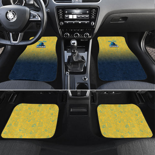 Personalized Gold Coast Titans Car Mats Easter Mascot - Colorful Eggs Cartoon Style