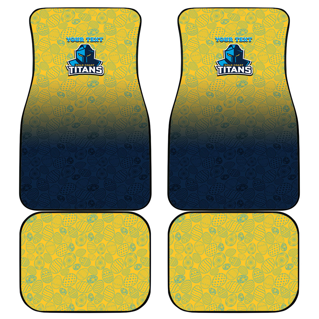 Personalized Gold Coast Titans Car Mats Easter Mascot - Colorful Eggs Cartoon Style