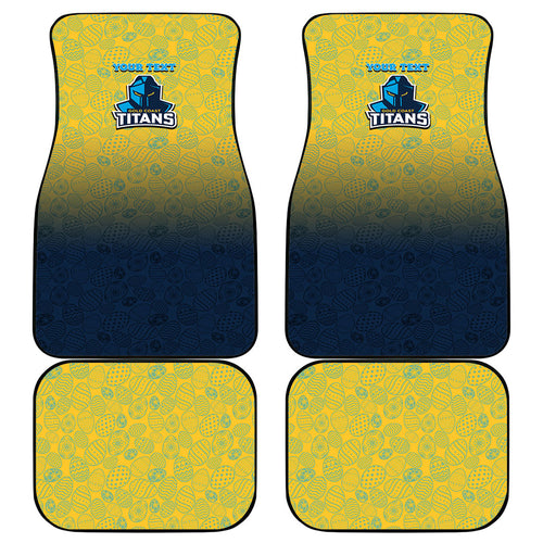Personalized Gold Coast Titans Car Mats Easter Mascot - Colorful Eggs Cartoon Style