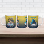 Personalized Gold Coast Titans Ceramic Mug Easter Mascot - Colorful Eggs Cartoon Style