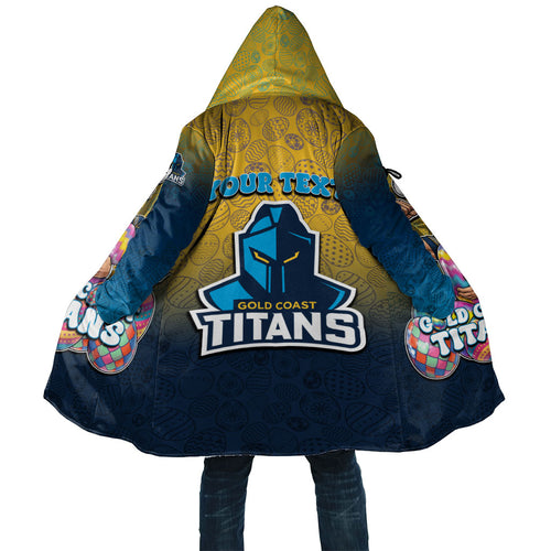 Personalized Gold Coast Titans Cloak Easter Mascot - Colorful Eggs Cartoon Style