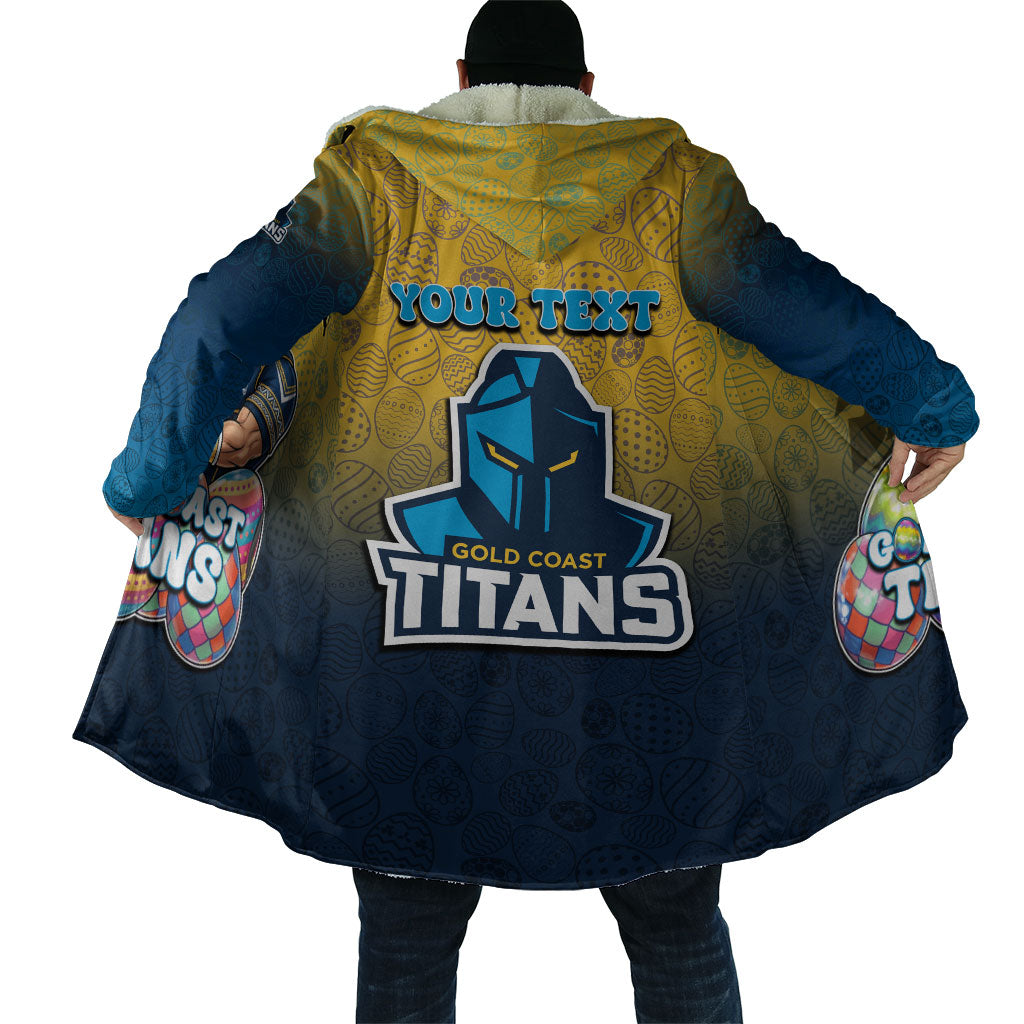 Personalized Gold Coast Titans Cloak Easter Mascot - Colorful Eggs Cartoon Style