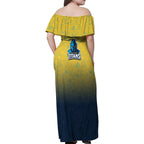 Personalized Gold Coast Titans Family Matching Off Shoulder Maxi Dress and Hawaiian Shirt Easter Mascot - Colorful Eggs Cartoon Style