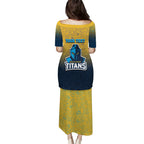 Personalized Gold Coast Titans Family Matching Puletasi and Hawaiian Shirt Easter Mascot - Colorful Eggs Cartoon Style