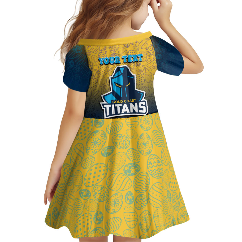 Personalized Gold Coast Titans Family Matching Short Sleeve Bodycon Dress and Hawaiian Shirt Easter Mascot - Colorful Eggs Cartoon Style