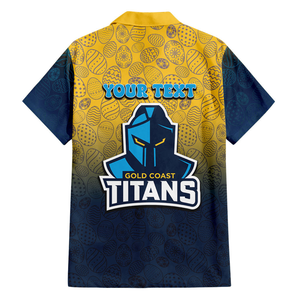 Personalized Gold Coast Titans Family Matching Short Sleeve Bodycon Dress and Hawaiian Shirt Easter Mascot - Colorful Eggs Cartoon Style