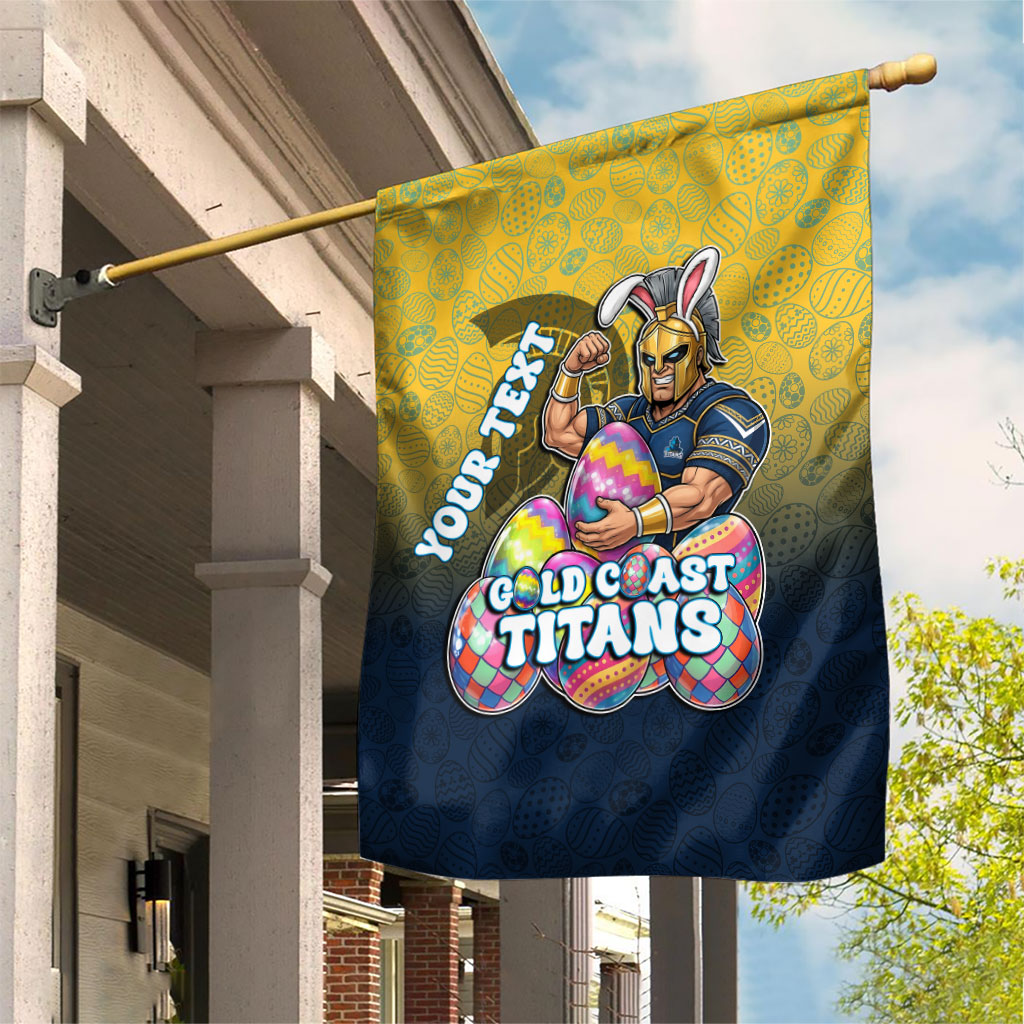 Personalized Gold Coast Titans Garden Flag Easter Mascot - Colorful Eggs Cartoon Style