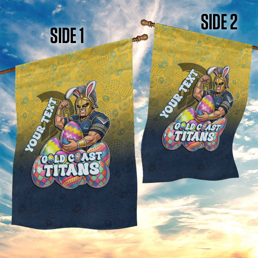 Personalized Gold Coast Titans Garden Flag Easter Mascot - Colorful Eggs Cartoon Style
