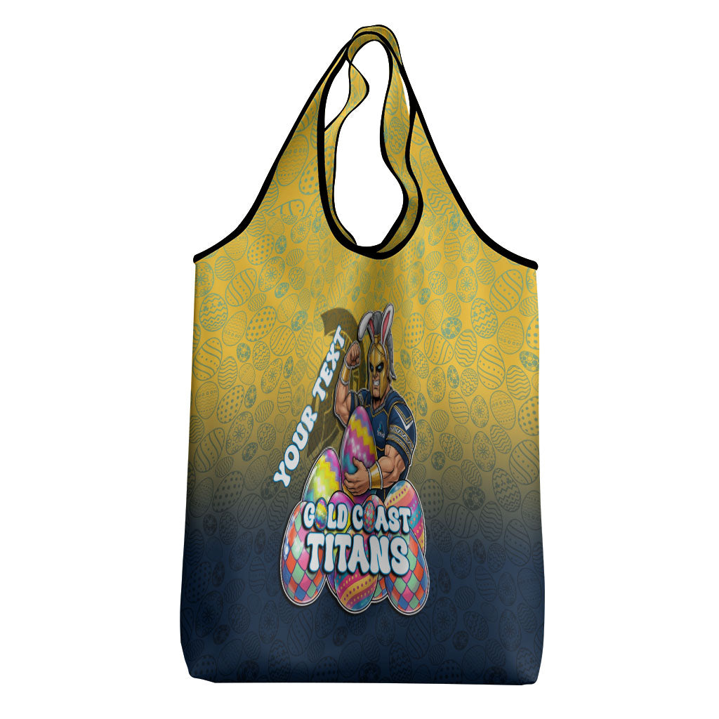 Personalized Gold Coast Titans Grocery Bag Easter Mascot - Colorful Eggs Cartoon Style