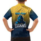 Personalized Gold Coast Titans Hawaiian Shirt Easter Mascot - Colorful Eggs Cartoon Style