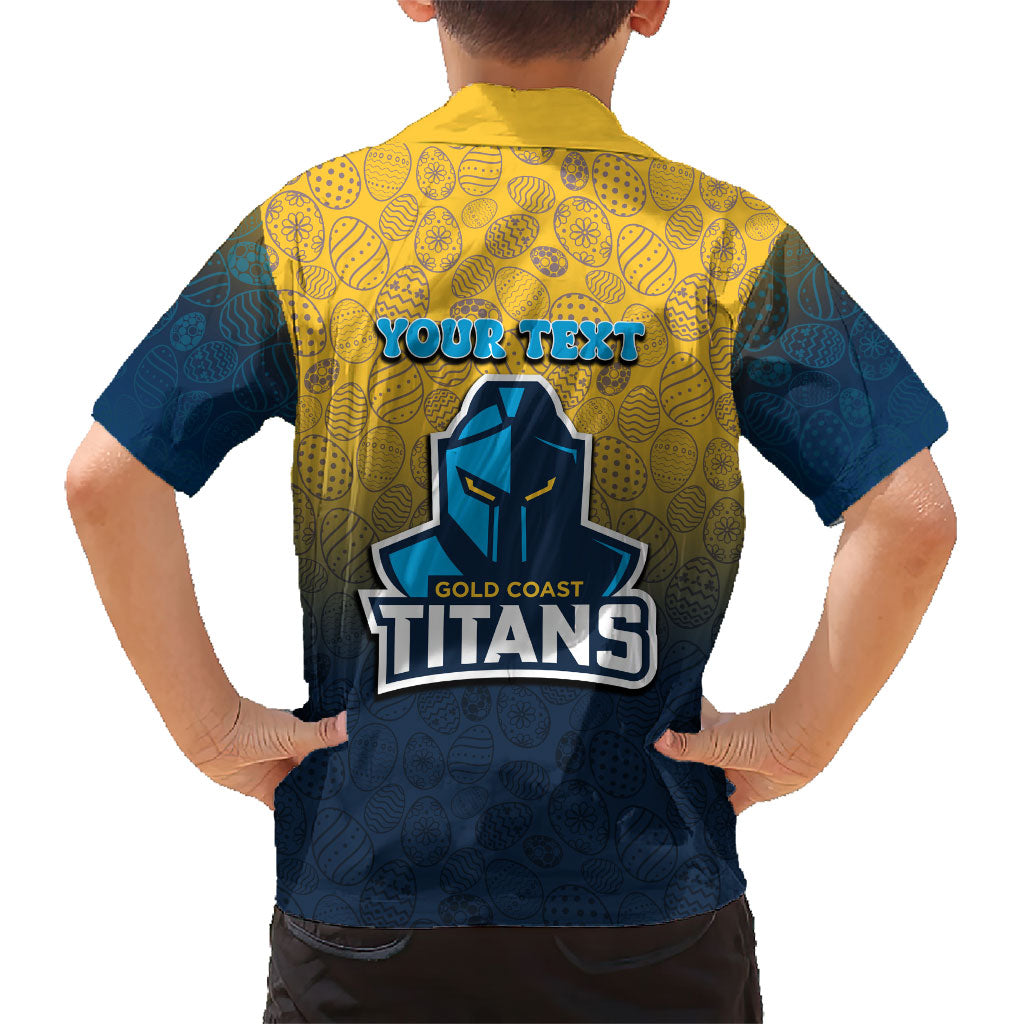 Personalized Gold Coast Titans Hawaiian Shirt Easter Mascot - Colorful Eggs Cartoon Style