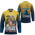 Personalized Gold Coast Titans Hockey Jersey Easter Mascot - Colorful Eggs Cartoon Style