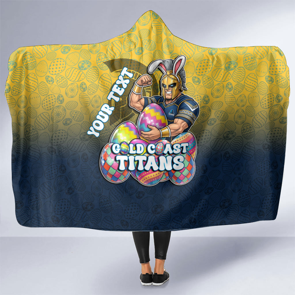 Personalized Gold Coast Titans Hooded Blanket Easter Mascot - Colorful Eggs Cartoon Style