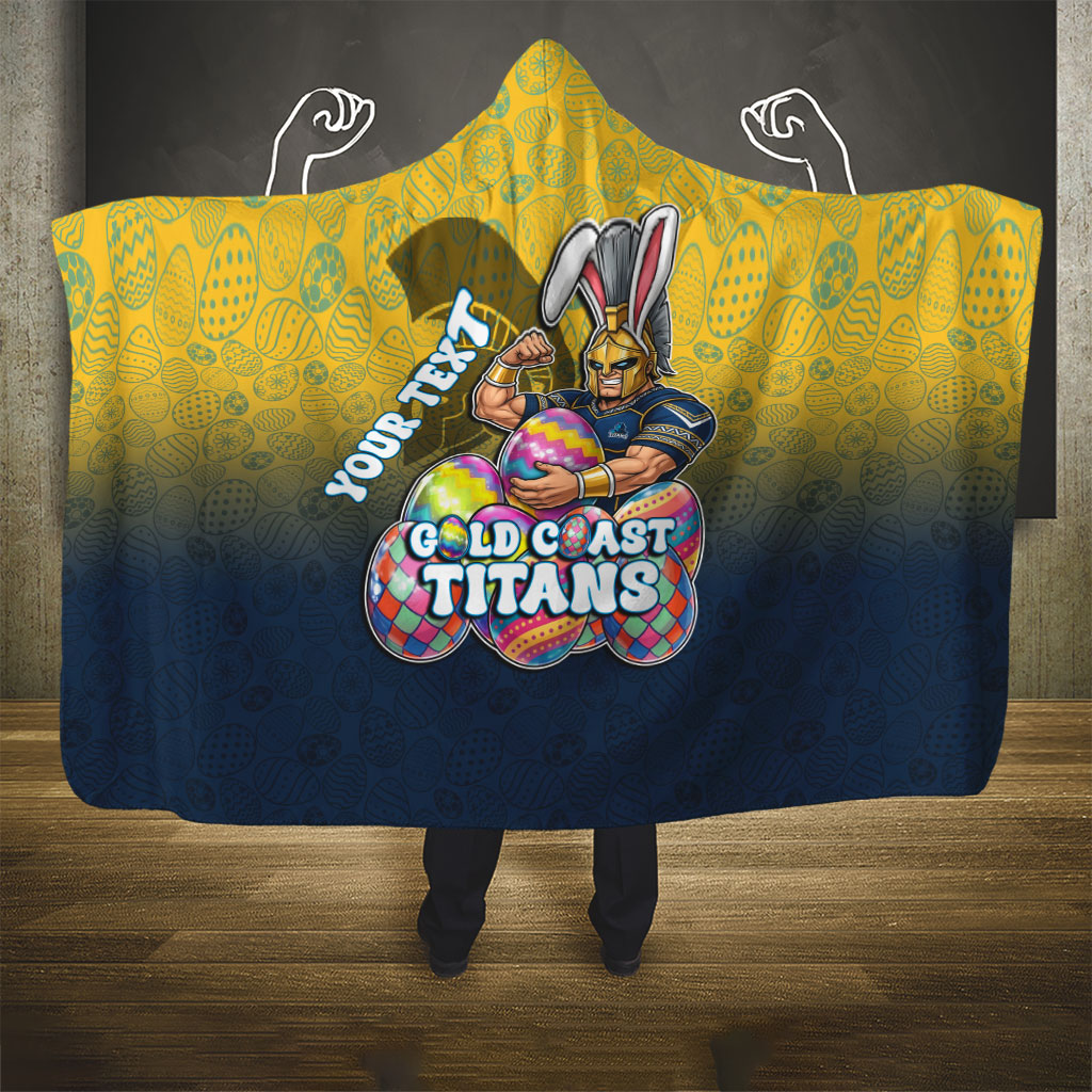 Personalized Gold Coast Titans Hooded Blanket Easter Mascot - Colorful Eggs Cartoon Style