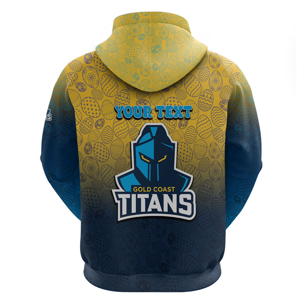 Personalized Gold Coast Titans Hoodie Easter Mascot - Colorful Eggs Cartoon Style