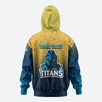 Personalized Gold Coast Titans Hoodie Easter Mascot - Colorful Eggs Cartoon Style