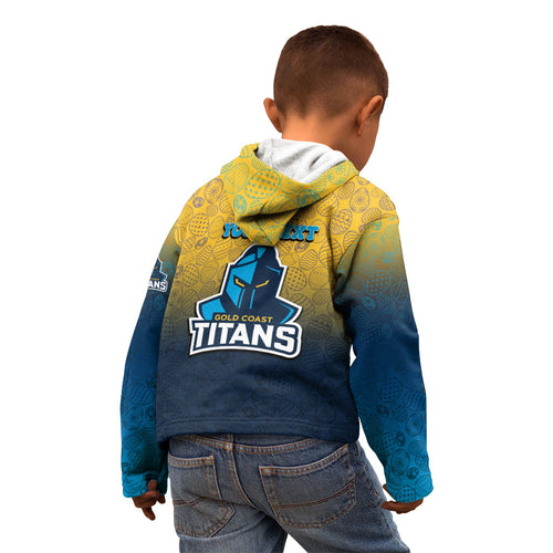 Personalized Gold Coast Titans Kid Hoodie Easter Mascot - Colorful Eggs Cartoon Style