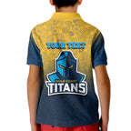 Personalized Gold Coast Titans Kid Polo Shirt Easter Mascot - Colorful Eggs Cartoon Style