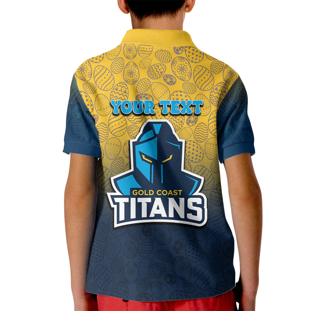 Personalized Gold Coast Titans Kid Polo Shirt Easter Mascot - Colorful Eggs Cartoon Style