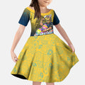 Personalized Gold Coast Titans Kid Short Sleeve Dress Easter Mascot - Colorful Eggs Cartoon Style