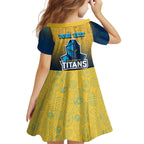 Personalized Gold Coast Titans Kid Short Sleeve Dress Easter Mascot - Colorful Eggs Cartoon Style