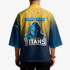 Personalized Gold Coast Titans Kimono Easter Mascot - Colorful Eggs Cartoon Style