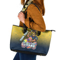 Personalized Gold Coast Titans Leather Tote Bag Easter Mascot - Colorful Eggs Cartoon Style