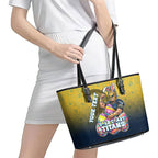 Personalized Gold Coast Titans Leather Tote Bag Easter Mascot - Colorful Eggs Cartoon Style