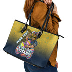 Personalized Gold Coast Titans Leather Tote Bag Easter Mascot - Colorful Eggs Cartoon Style