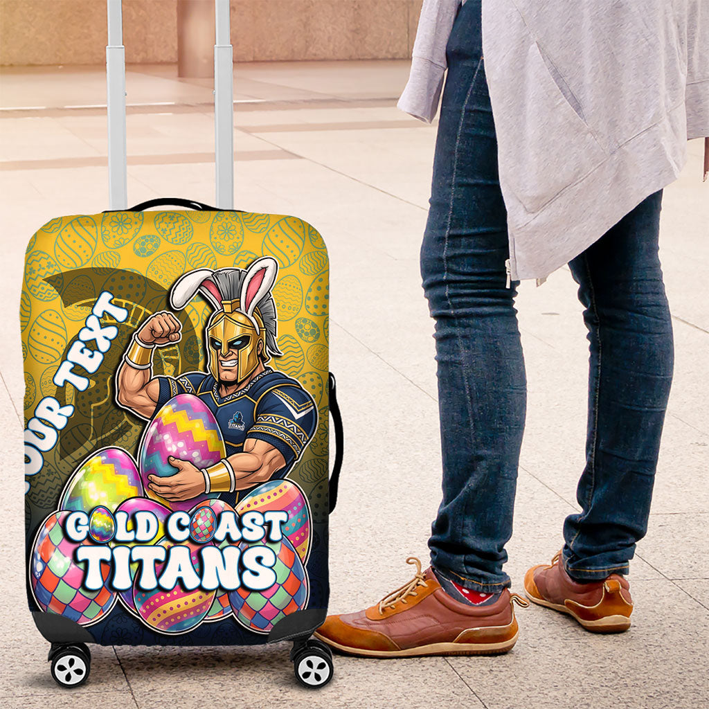 Personalized Gold Coast Titans Luggage Cover Easter Mascot - Colorful Eggs Cartoon Style