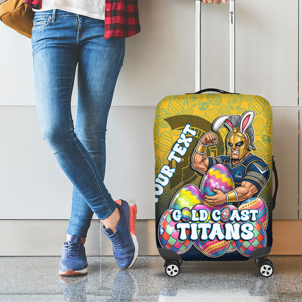 Personalized Gold Coast Titans Luggage Cover Easter Mascot - Colorful Eggs Cartoon Style