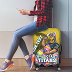 Personalized Gold Coast Titans Luggage Cover Easter Mascot - Colorful Eggs Cartoon Style