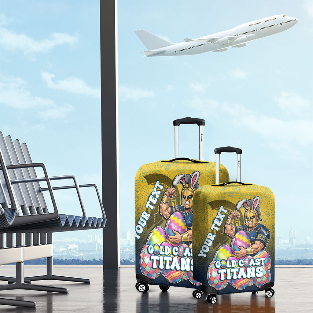 Personalized Gold Coast Titans Luggage Cover Easter Mascot - Colorful Eggs Cartoon Style