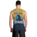 Personalized Gold Coast Titans Men Tank Top Easter Mascot - Colorful Eggs Cartoon Style