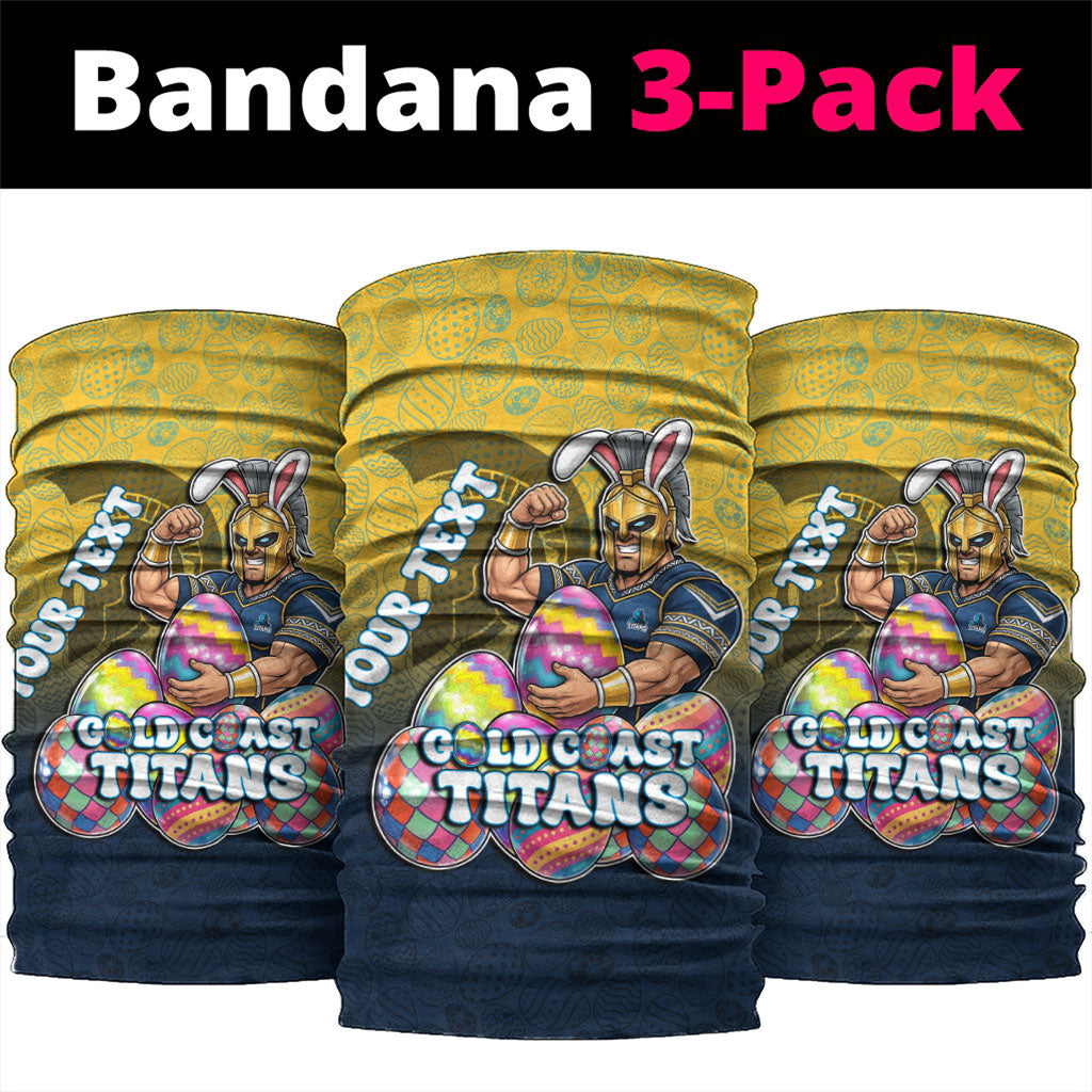 Personalized Gold Coast Titans Neck Gaiter Easter Mascot - Colorful Eggs Cartoon Style