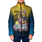 Personalized Gold Coast Titans Padded Jacket Easter Mascot - Colorful Eggs Cartoon Style