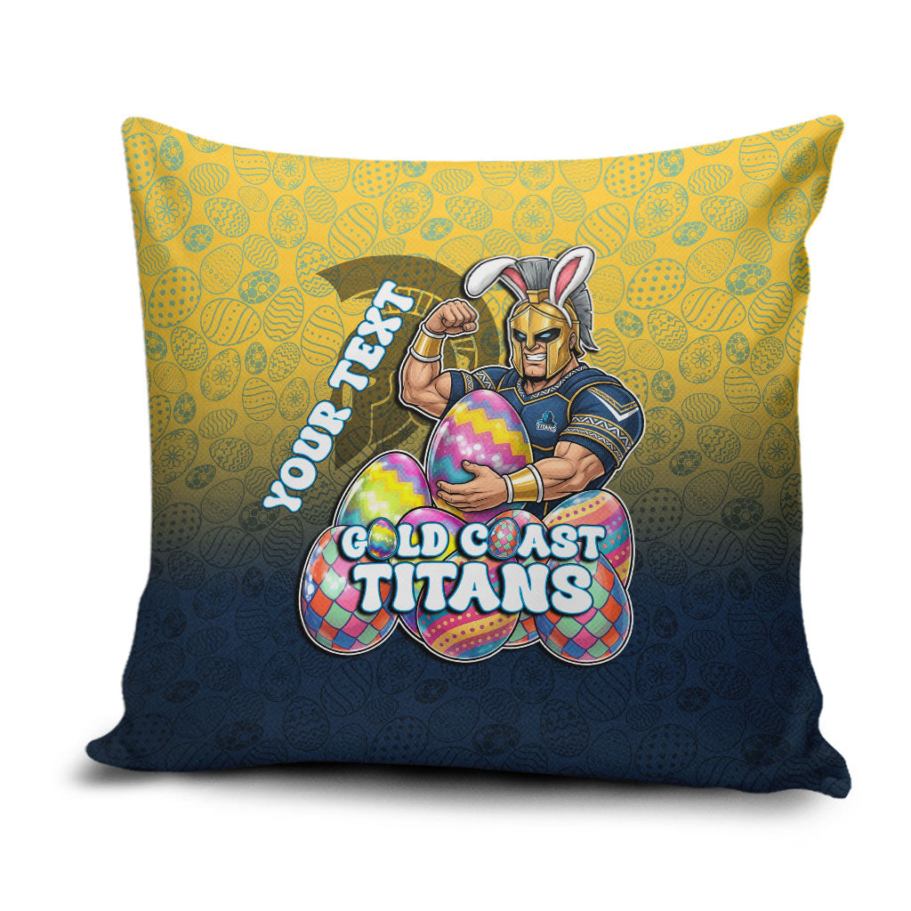 Personalized Gold Coast Titans Pillow Cover Easter Mascot - Colorful Eggs Cartoon Style