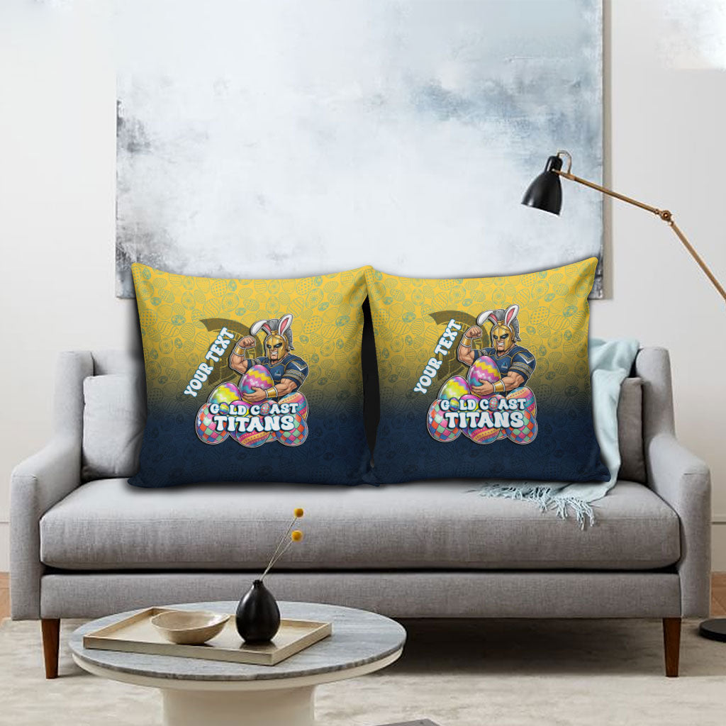 Personalized Gold Coast Titans Pillow Cover Easter Mascot - Colorful Eggs Cartoon Style