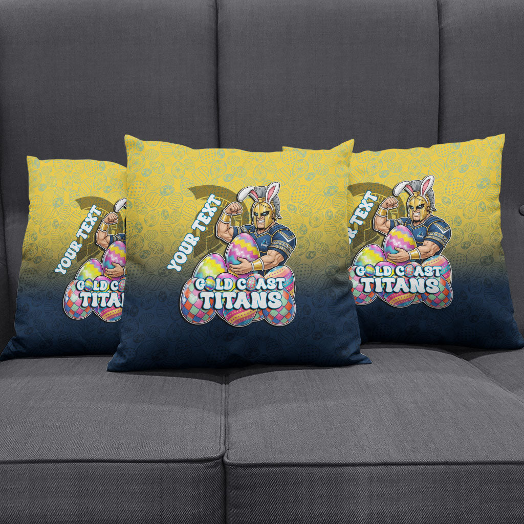 Personalized Gold Coast Titans Pillow Cover Easter Mascot - Colorful Eggs Cartoon Style